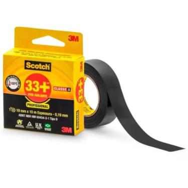 Imagem de Fita isolante 19 mm x 10 metros - SCOTCH 33 (Preto) - 3M, Preto