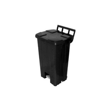 Imagem de Lixeira Quadrada Plastica De 100 Litros Com Roda E Pedal