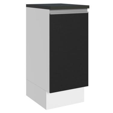 Imagem de Balcão 100% MDF 35 cm 1 Porta Branco Preto Acordes Madesa