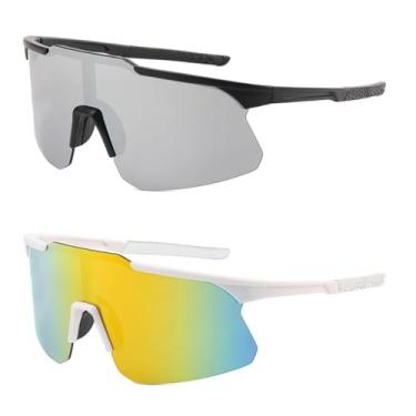 Imagem de Óculos de sol para ciclismo com lentes espelhadas, 2 peças, esportivo, para áreas externas, corrida, à prova de vento, montanhismo, feminino, UV400, 3, 125 mm