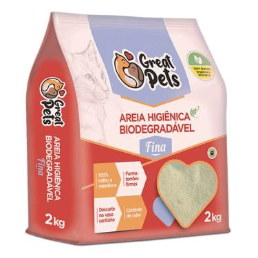 Imagem de Areia Higiênica Biodegradável Para Gatos Great Pets Fina 2kg