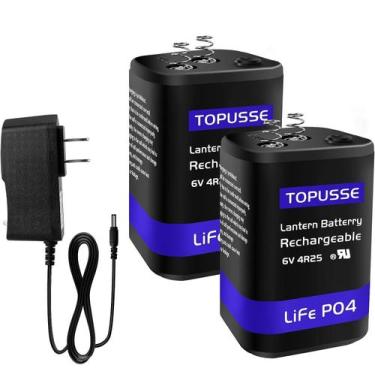 Imagem de Bateria de lanterna recarregável TOPUSSE 6V 4.5AH LiFePO4 com carregad