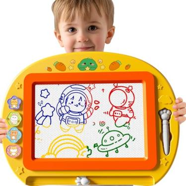 Imagem de Tabuleiro de desenho magnético grande 13 × 43 cm, brinquedos infantis para meninas, meninos, 3, 4, 5, 6, 7 anos, crianças, pré-escolares, brinquedos educativos de viagem, presentes, um ímã colorido de