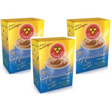 Imagem de Cappuccino 3 Corações Light em Sachê 14g - 30 UNIDADES