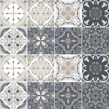 Imagem de Adesivo de Azulejo - Ladrilho Hidráulico - 15cm x 15cm - 16un - 335Azm