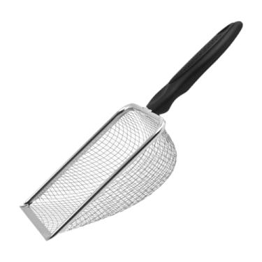 Imagem de Whtkoph Coletor de Areia para Gatos, Malha para Areia de Gatinhos, Levantador de Cocô de Gatinho Premium, Cabo Longo, aço Inoxidável, Peneira Conveniente para, Preto