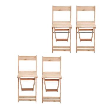 Imagem de Conjunto Com 4 Banquetas Dobráveis Em Eucalipto Natural