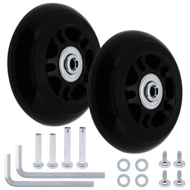 Imagem de S SYDIEN Rodas de substituição de mala de bagagem de 72 mm x 24 mm, rodas de skate em linha pretas, kit de reparo de rolamentos de roda de poliuretano silencioso para carrinho de mão, bolsa de viagem