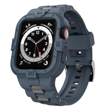 Imagem de GELISHI Pulseiras esportivas masculinas compatíveis com Apple Watch séries 10, 9, 8, 7/6, SE 5, 4 e 3 de 46 mm, 45 mm, 44 mm e 42 mm, azul
