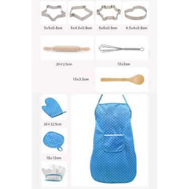 Imagem de Avental infantil com chapéu de chefs, conjunto de culinária de 11 peça