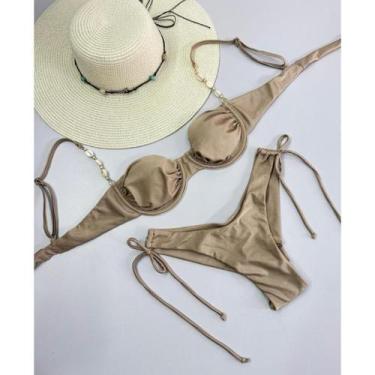 Imagem de Biquíni Fio Duplo com Bojo Removível e Búzios  Moda Praia Verão Femini