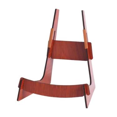 Imagem de menolana Suporte de madeira para violão e violino em formato de L, suporte portátil de madeira maciça para violino, de armazenamento para ukulele, baixo e, Madeira Vermelha