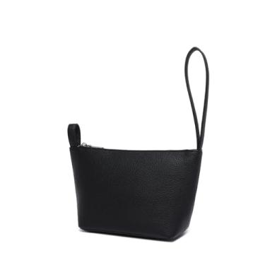 Imagem de YONBEN Bolsa de pulso feminina com fecho de zíper PU (preta/poliuretano), preta