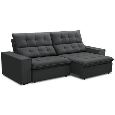 Imagem de Sofá Retrátil Reclinável Para Sala 3 Lugares 250cm Vincent F04 Veludo Cinza Escuro - Lyam Decor