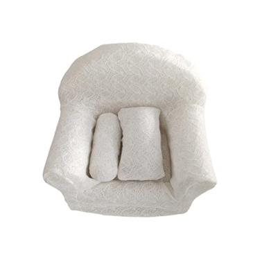 Imagem de Vaveren Sofá de fotografia recém-nascido adereços de foto de bebê pano de fundo almofada decorativa conjunto de sofá posando para chá de bebê fotografia infantil, branco