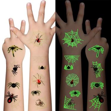 Imagem de Coridy 10 peças, tatuagens temporárias de aranha de Halloween, notilucência, aranha de seda, pegadinha assustadora, inseto, tatuagens falsas, maquiagem de bruxa, para mulheres, homens, crianças, festa