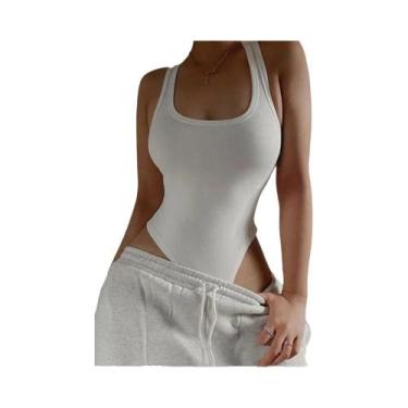 Imagem de Body Feminino Sem Mangas Com Ombros Descidos, Top Casual Sexy Para O V