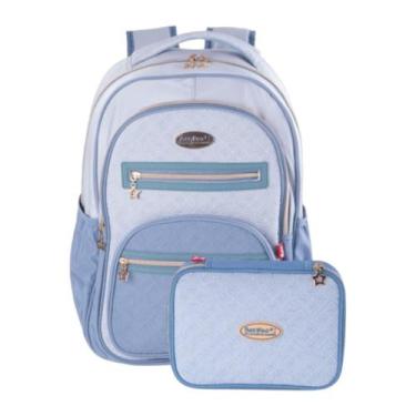 Imagem de Kit Mochila Escolar Matelassê + Estojo Box Juvenil Meninas - Packn'go,