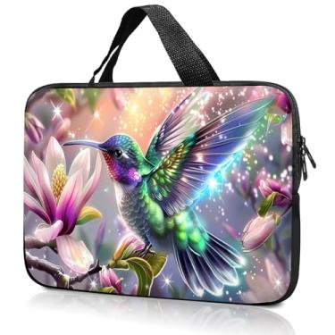 Imagem de Bolsa com alça para laptop de 14 polegadas e 38 cm, bolsa de 36 cm, 39 cm, capa compatível com Dell, Lenovo, Toshiba HP, Asus Notebook Messenger - Flower Beija-flor