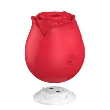 Imagem de Magic Rose Vibrador de Clitóris em Silicone, 10 Modos de Pulsação, Resistente à Água, Recarregável USB, 6,6 x 5,6 cm, Rosa Sugador de Clitoris - Rosa Vibrador