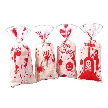 Imagem de YIHUANYIFA 50 unidades de sacos de guloseimas reutilizáveis de celofane sacos de presente de biscoitos doces com fecho de gravata torcida para suprimentos de decoração de festa (Halloween 04-100 peças