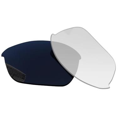 Imagem de Acefrog Lentes de reposição polarizadas de 1,5 mm para óculos de sol Oakley Half Jacket 2.0 OO9144, material atualizado, resistente a impactos - fotocrômico transparente a preto não polarizado - 1,5