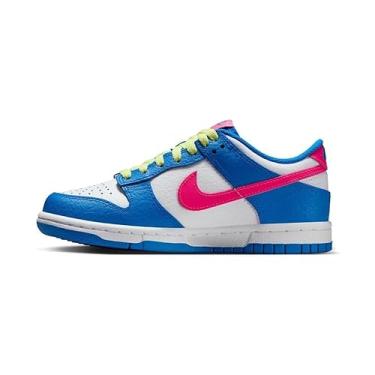 Imagem de gradeschool Nike dunk low (foto azul/rosa hiper), Foto azul/branco/limão claro/rosa hiperativo, 19