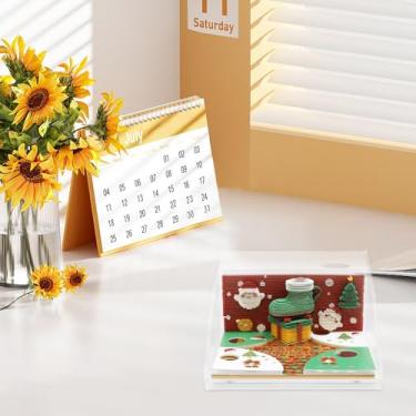 Imagem de KTZCTPCA Calendário de mesa de arte 3D 2026, bloco de notas de calendário estereoscópico criativo, calendário com luz de LED, bloco de notas 3D, bloco de notas de escultura em papel, escultura de arte