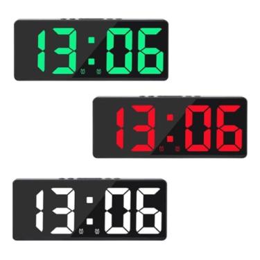 Imagem de Relógio Digital LED de Mesa e Parede com Data, Alarme, Temperatura e Controle de Luminosidade – Preto (Led Branco)