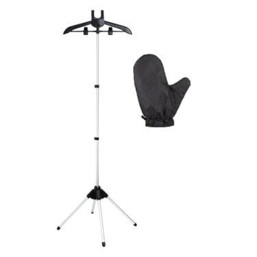 Imagem de Ｂｅｓｇａ Suporte para máquina de passar roupa, suporte portátil para vaporizador de roupas com luva de passar roupa, liga de alumínio, fácil de armazenar, para, Preto