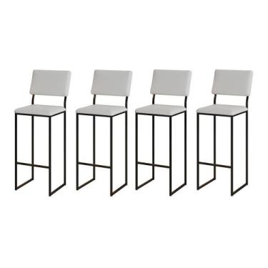 Imagem de Kit 4 Banquetas com Encosto Industrial e Moderna Nina Preto e material