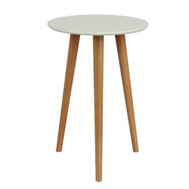 Imagem de Mesa de Canto Redonda 45cm Lisboa Off White/Freijó - Dalla Costa