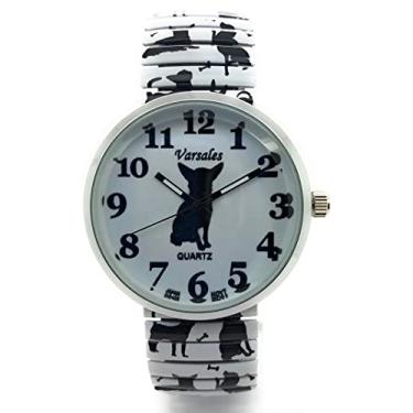 Imagem de Varsales Novidade feminina animal cão elegante pulseira elástica analógico quartzo relógio moderno, Chihuahua