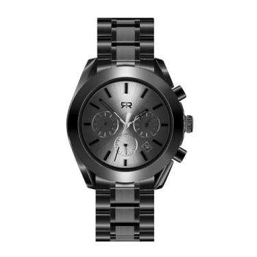 Imagem de Credrio Relógio masculino chique minimalista de 14 mm extragrosso – caixa grande e resistente – tudo preto com pouca luz