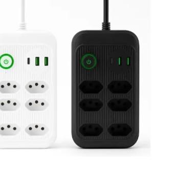 Imagem de Filtro De Linha Extensão E106U 6 Tomadas + 3 Usb + 1 tipo C| Filtro De Linha Bivolt
