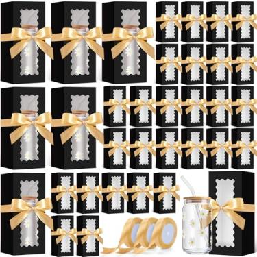 Imagem de Windyun 100 caixas de presente para copos de vidro de sublimação transparentes para 340 g, 473 ml, 590 ml, embalagem de exposição, para frascos, canecas e suprimentos de festa (preto)