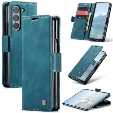 Imagem de Phernykas Capa carteira flip para Samsung Galaxy Z Fold 6, capa fólio magnética de couro com suporte para cartão, suporte durável - capa protetora de telefone TPU à prova de choque - verde