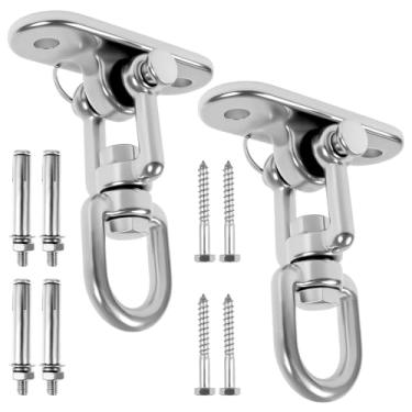 Imagem de Kit de suspensão para cadeira de rede de aço inoxidável, gancho giratório de alta dureza, com rolamento de carga forte para trapézio de treinamento com alça de suspensão