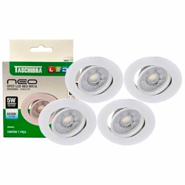 Imagem de Kit 4 Spot Led Neo Mr16 Embutir Redonda 5w Taschibra 6500k
