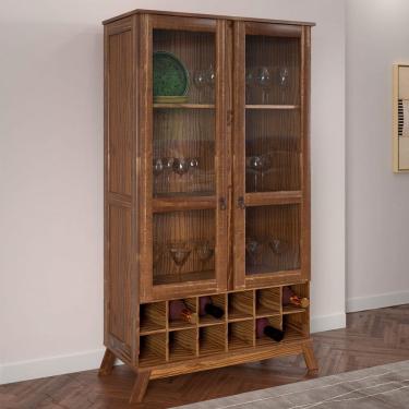 Imagem de Cristaleira Paris 2 Portas 2 Prateleiras com Vidro Ypê - Rodmoveis