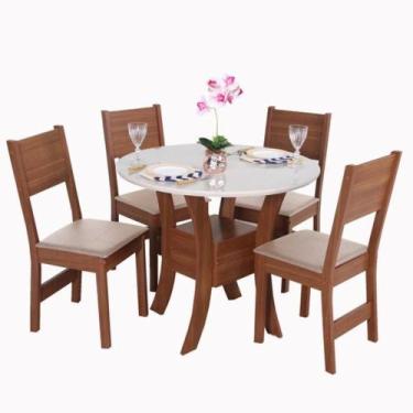 Imagem de Conjunto Mesa Redonda Maya com 4 Cadeiras - São Carlos - Moveis Sao Ca