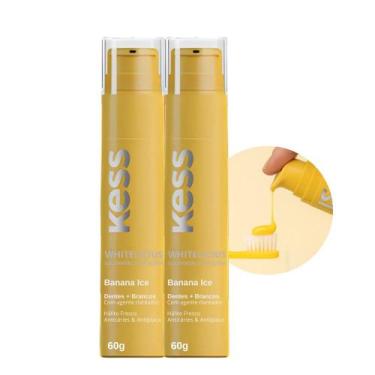 Imagem de Kit 2 Pasta de Dente Gel Dental Creme Whitedelicious Kess Banana Ice 6