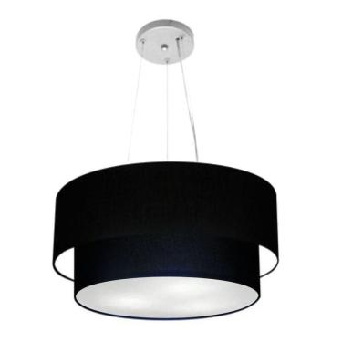 Imagem de Lustre Pendente Duplo Cilíndrico Vivare Md-4369 Cúpula Em Tecido 45x40cm - Bivolt Preto 127/220v
