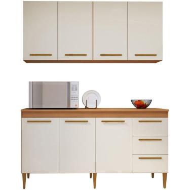 Imagem de Cozinha Completa Atenas 7 Portas 3 Gavetas Nature Off Kaiki Móveis