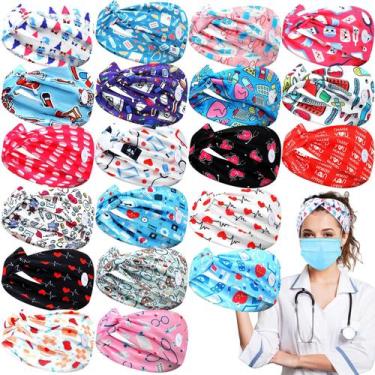 Imagem de Bandanas de enfermeira Jexine para mulheres com botão para máscara x20