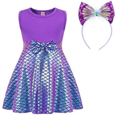 Imagem de Vestido infantil de sereia HenzWorld 3T roxo