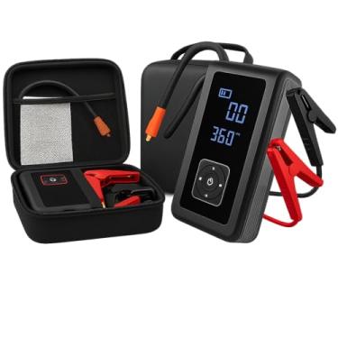 Imagem de Calibrador Compressor de Ar Portatil Automotivo Carregador de Bateria Veicular | Luz de Sinalizaçao Chupeta Enche Pneu Carro e Moto | Viagens Emergencia Socorro