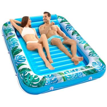 Imagem de JAMBO Extra Large 80" x 56" Tanning Pool Lounger Float, Sun Tanning Pool Float, Inflatable Water Lounge Raft, Pool Lounger for Adults, Tanning Raft Float, Big Pool Tub, Water Tanning Bed, Kiddie Pool