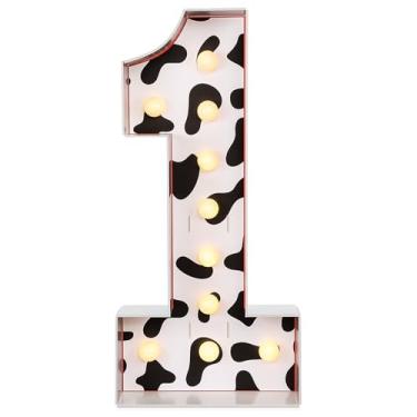Imagem de Retisee Letreiro número 1 de 9 m, placa de vaca grande iluminada número 1 para decorações de 1º aniversário, kit de placa de espuma pré-cortada, carta de mosaico gigante para decoração de aniversário