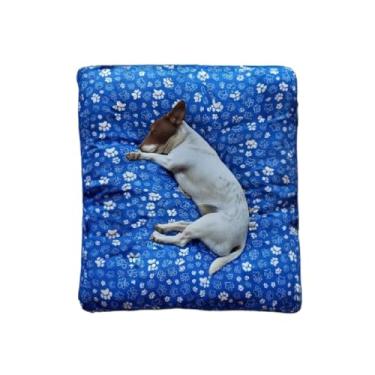 Imagem de Cama Colchonete Almofada para Cachorro ou Gato Pet Pequeno Médio e Grande Lavável com Zíper (Azul,G - 70 x 60 cm)